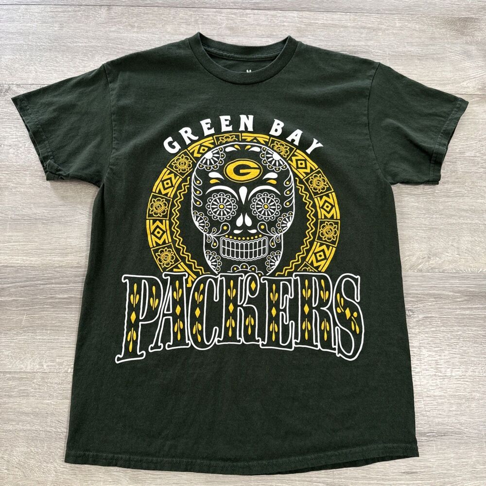 Green Bay Packers Shirt NFL Junk Food Skull Logo Men's Green Medium